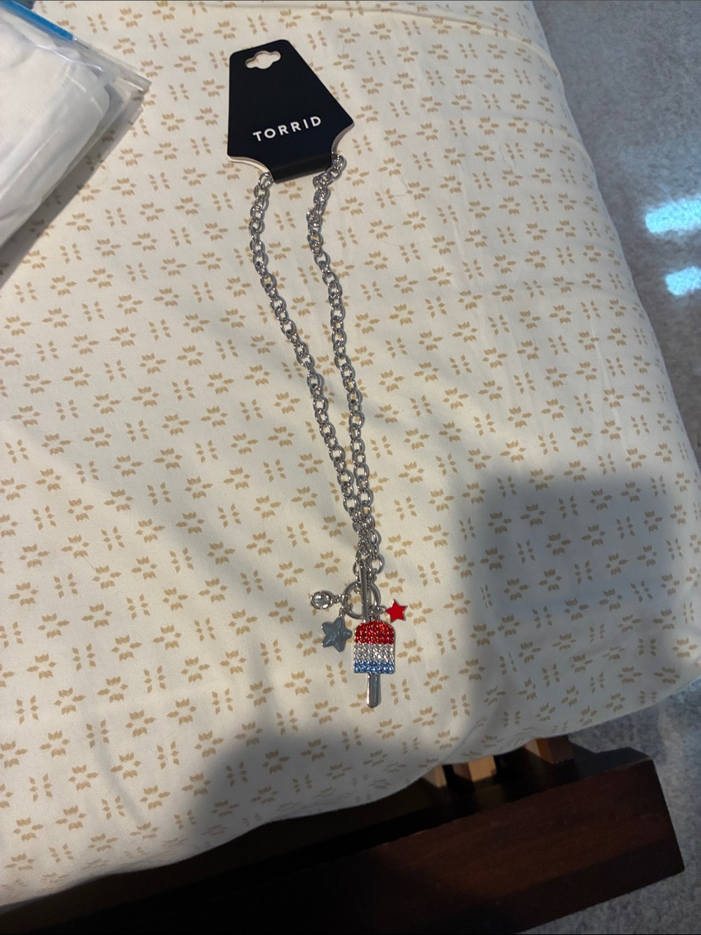 torrid Silver-Tone Necklace with Red, White & Blue Popsicle Charm
